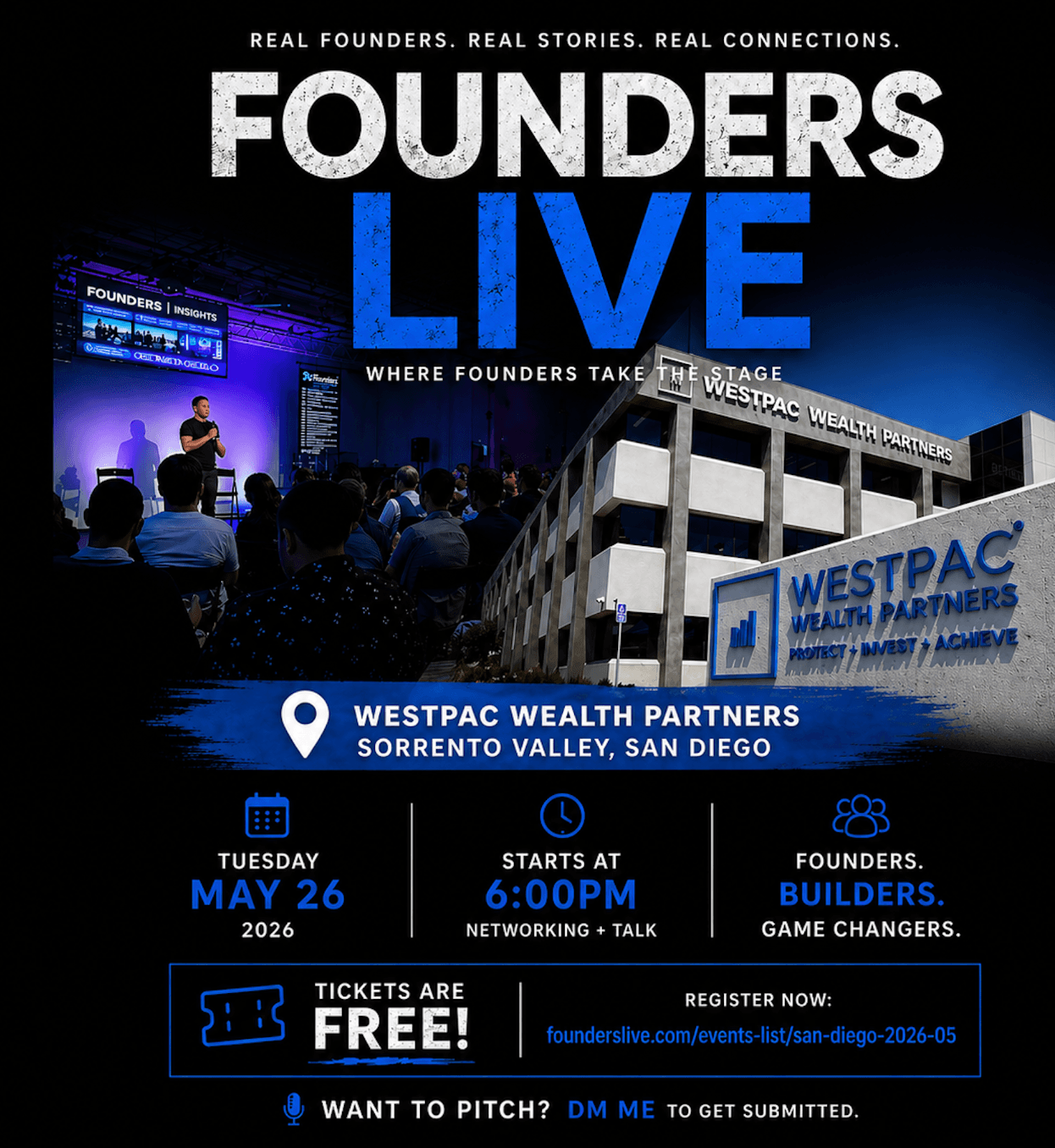 Founders Live San Diego pitch night at WestPac Wealth Partners